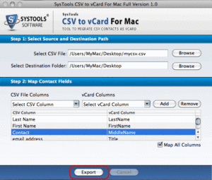 convert CSV into vCard format