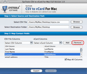 converting CSV into vCard