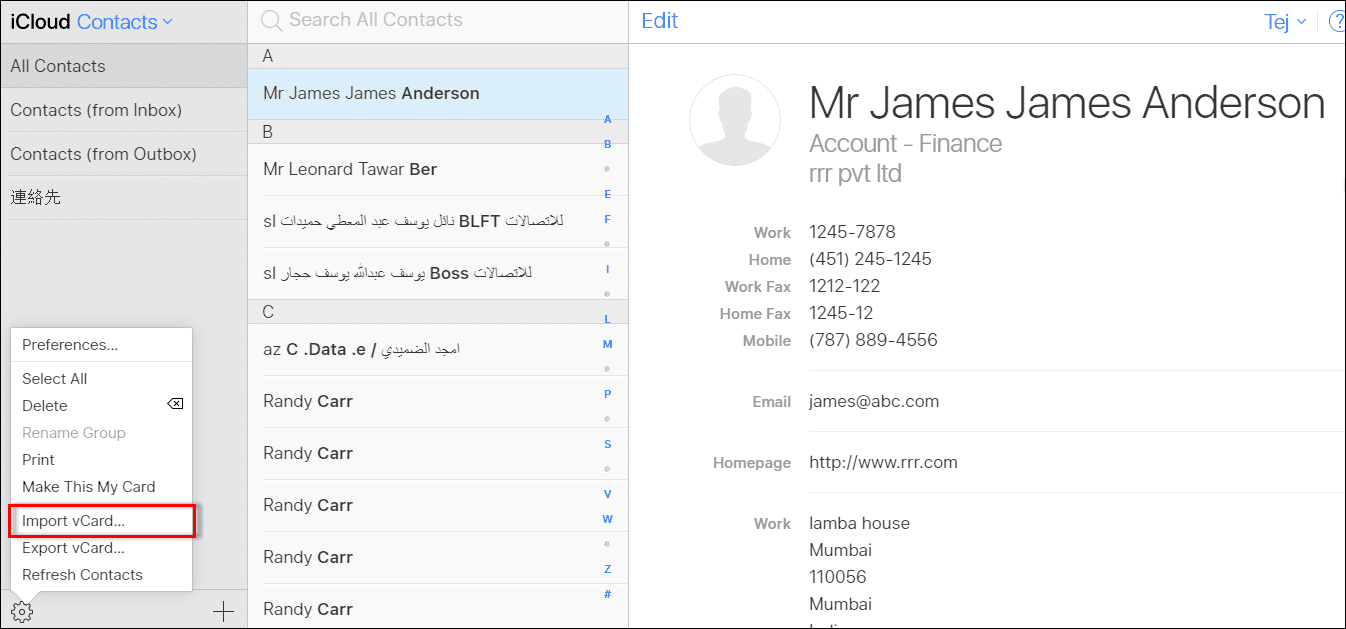 transfer contacts from Office 365 to iCloud
