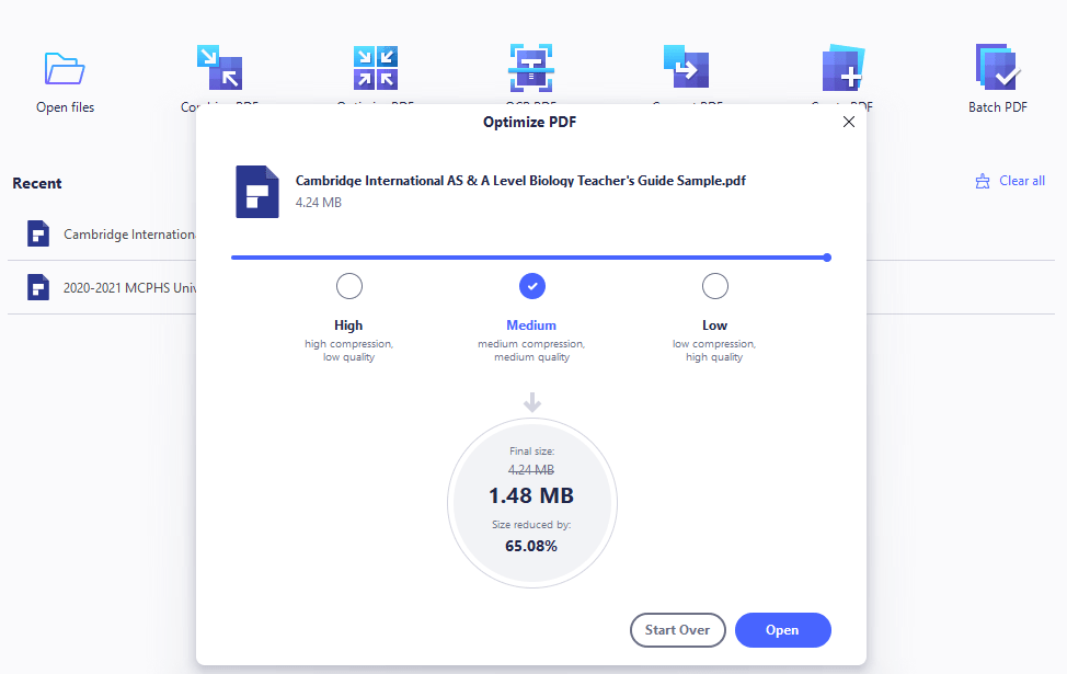 PDF Element Pro compress