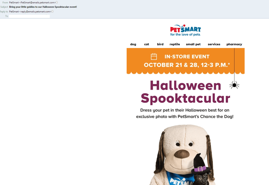 Halloween Email Subject line by PETSMART