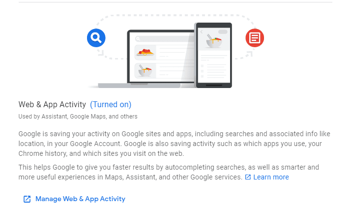 Web & App Activity - Screen Shot