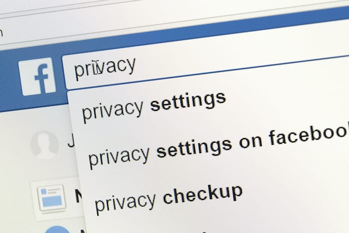 Privacy settings, Facebook - data privacy concept