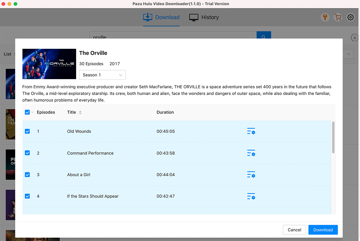 select episodes you want to download