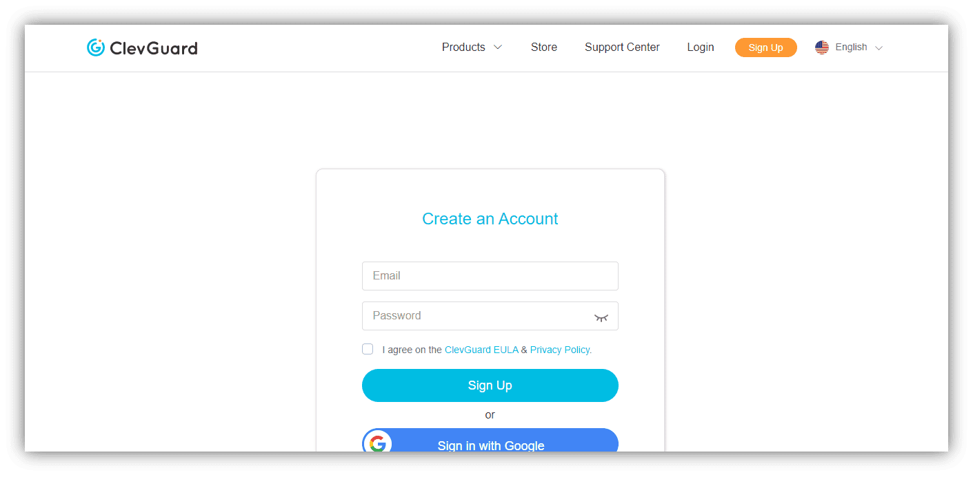 sign up to ClevGuard KidsGuard Pro