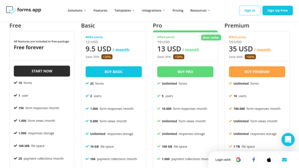forms.app pricing