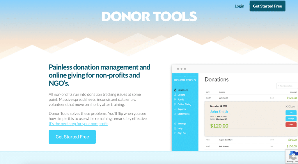 Donor Tools; a top nonprofit CRM software.
