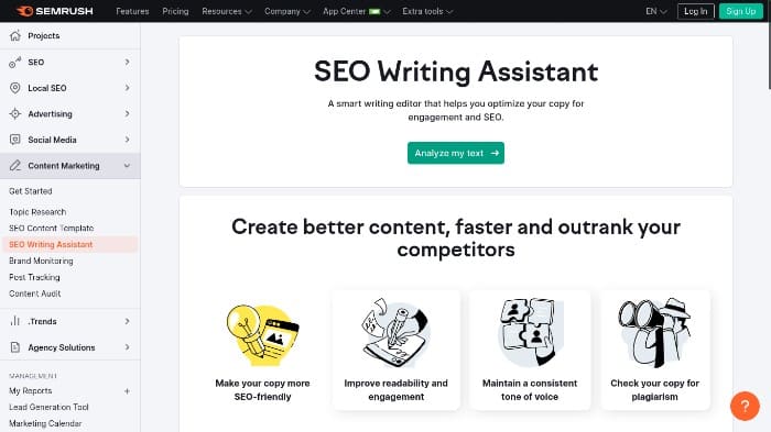 SEMrush Writing Assistant - Homepage