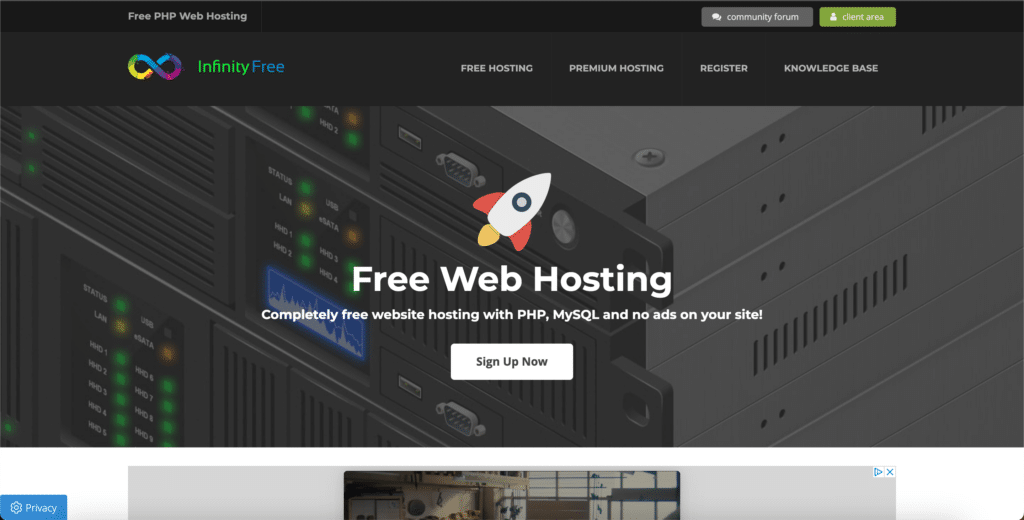 InfinityFree free web hosting