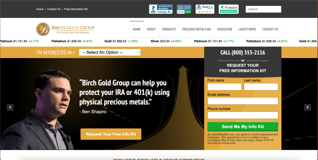 Birch Gold Group best silver IRA company.