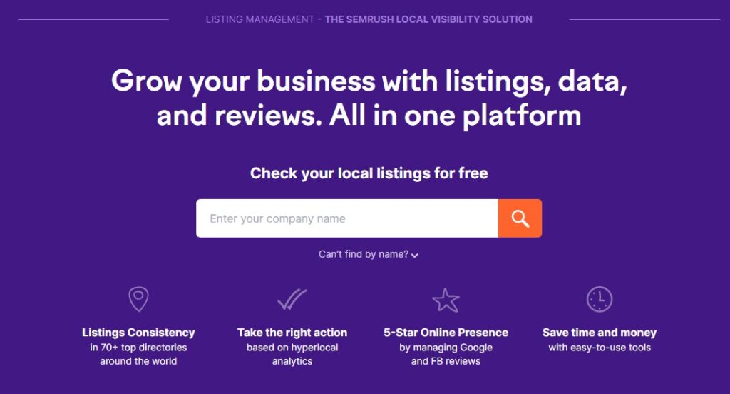 SEMRush listing management tool for 11 best local seo tools