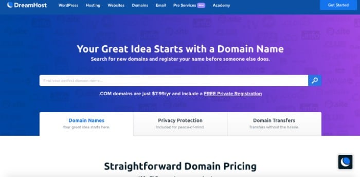 Dreamhost Review, Domain Names