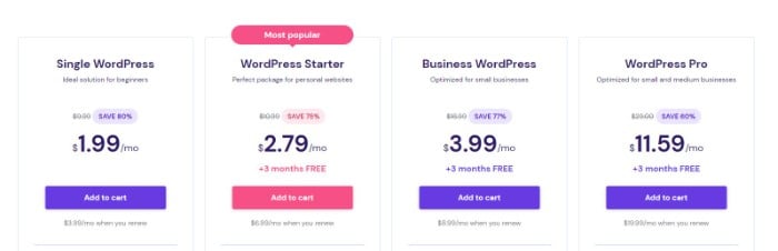 WordPress pricing and plans