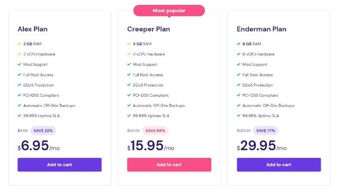 Minecraft hosting plans