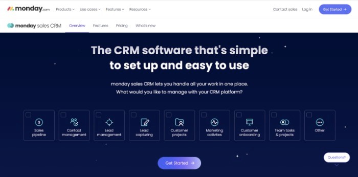 Best Small Business CRM, Monday