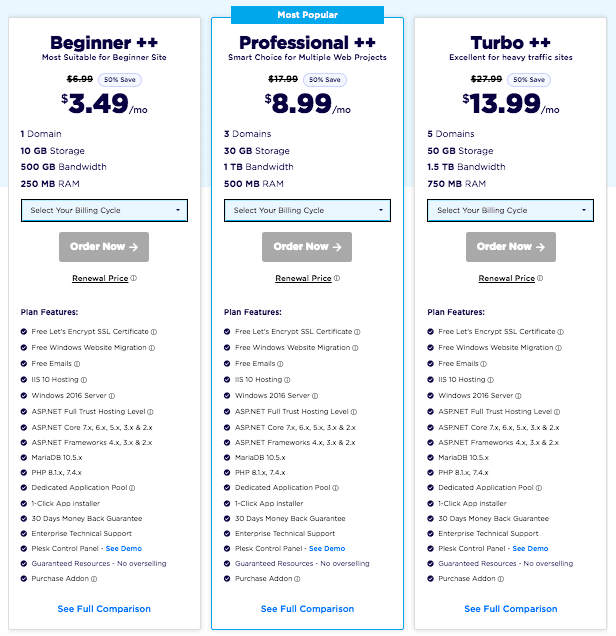 AccuWeb Review, Shared Hosting Pricing