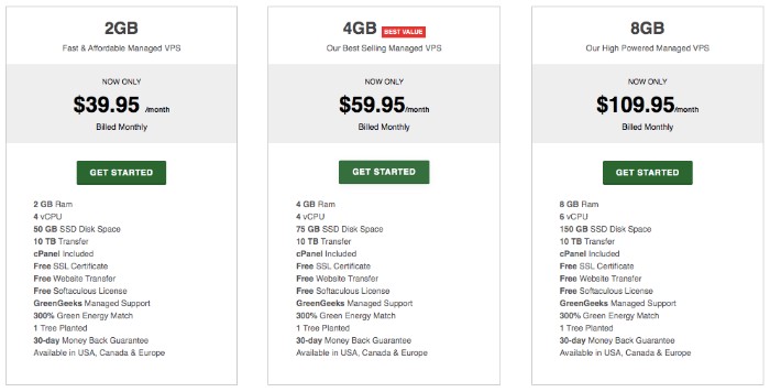 GreenGeeks Review, VPS Hosting Prices