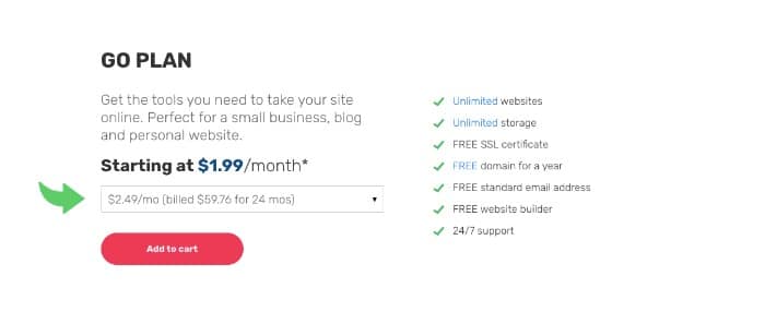 iPage Review, Shared Hosting Pricing